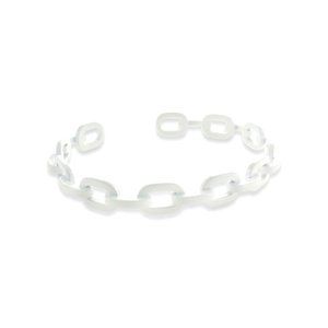NEW White Enamel Paperclip Chain Cuff Bracelet